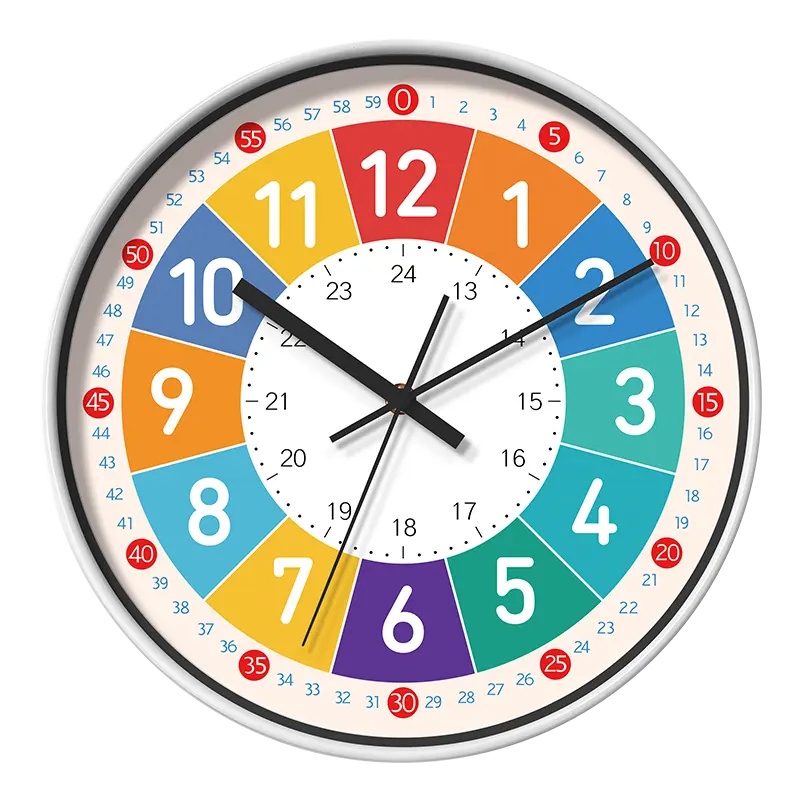 Children's Teaching Early Educational Wall Clocks for Study Silent Kids Learning Clock for Living Room