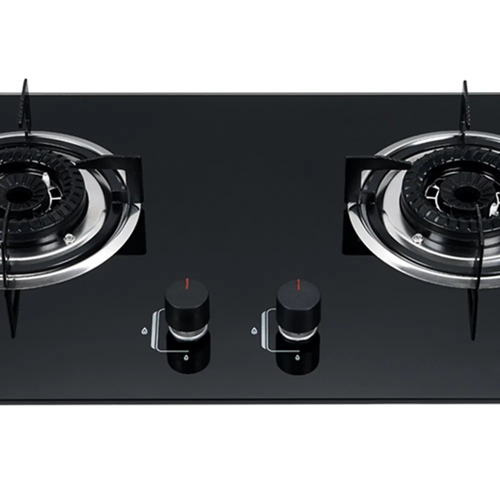 Tempered Black Glass Wholesale 2 Burner Spin Fire Built-in Gas Hob