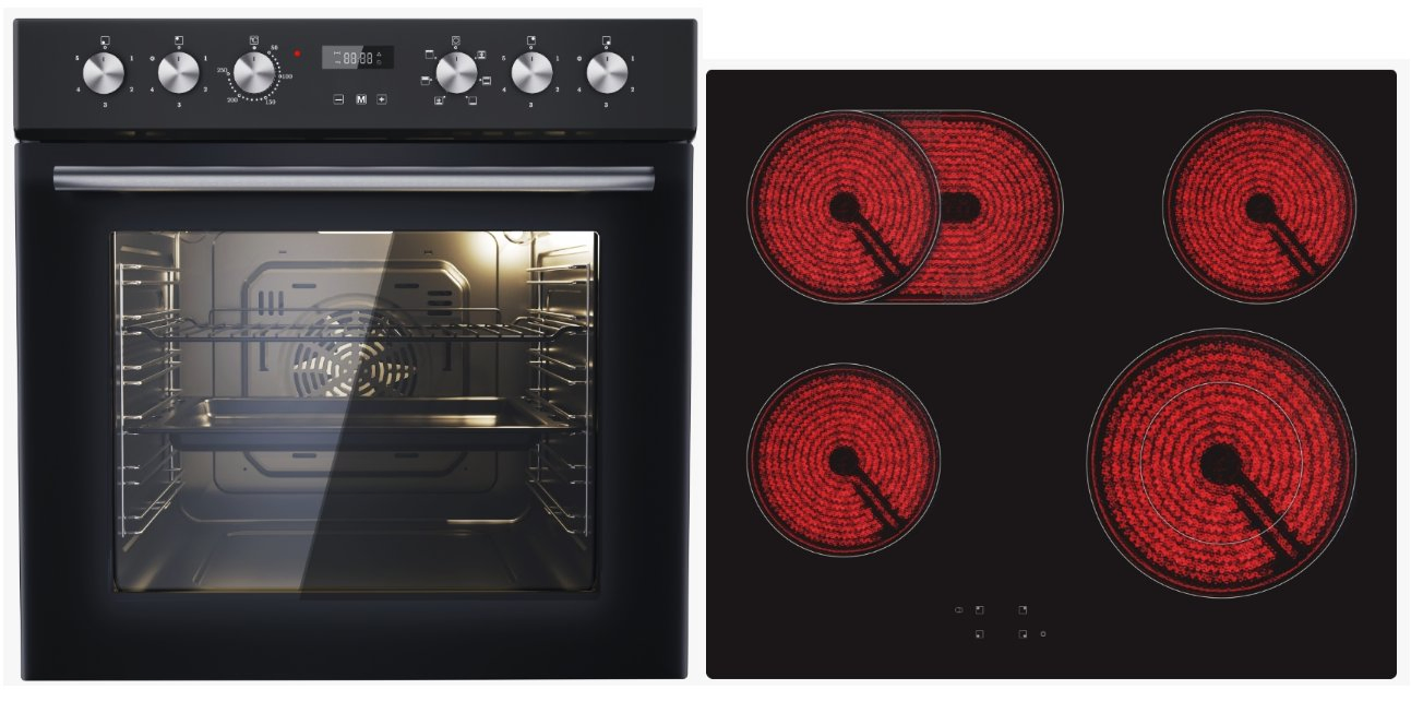 One Set of Built-in Electric Stove and 4-Zones Ceramic Hob