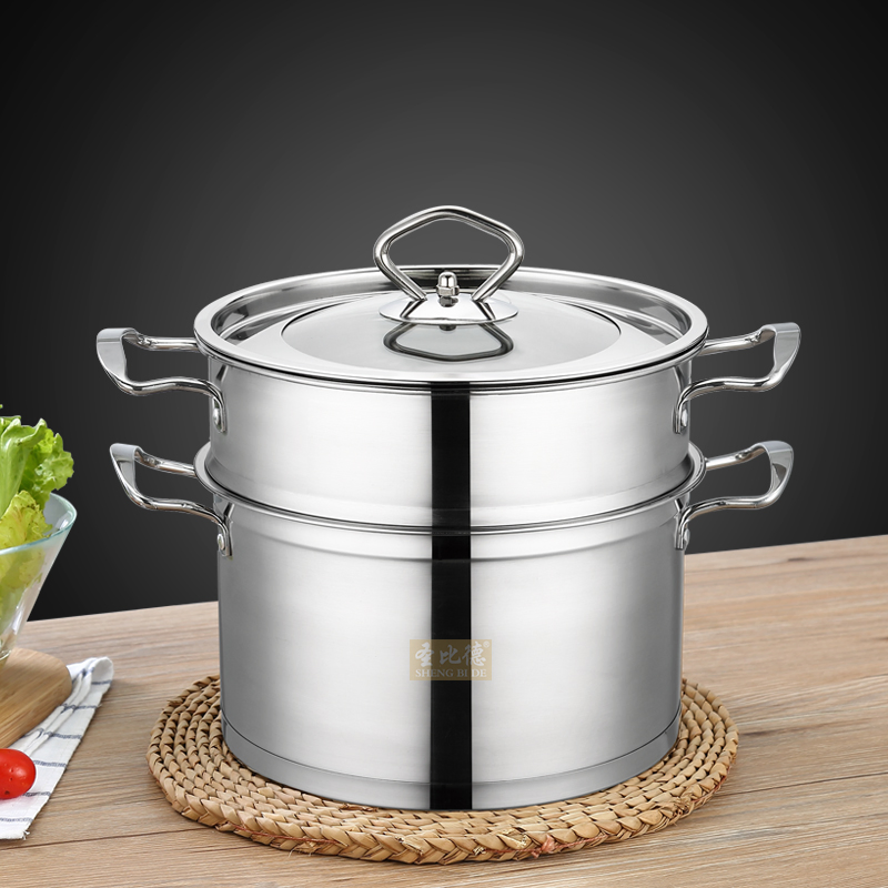 Factory Direct Sale Stainless Steel 2 Tiers Steamer with Steel Handle