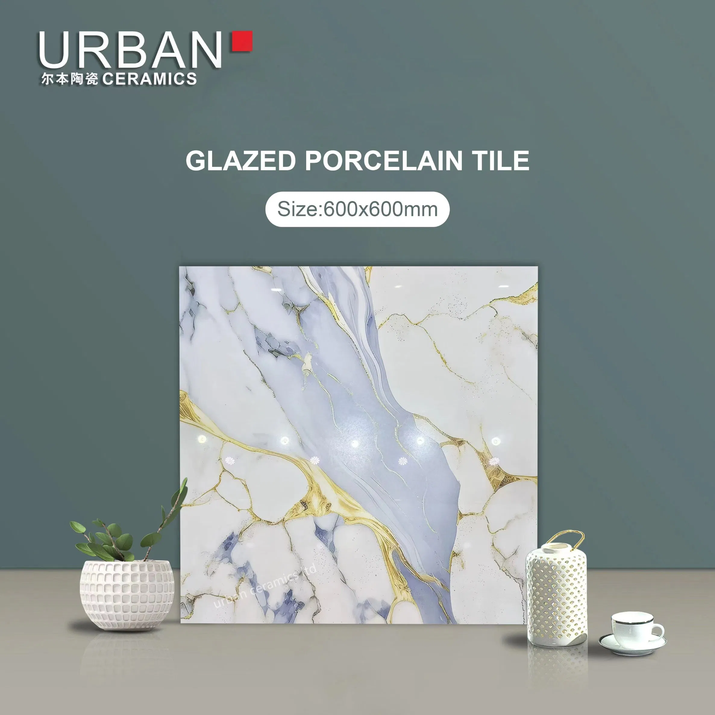 Fashion Office Subway Bedroom Golden Silver Glazed 600X600 Ceramic Porcelain Floor Tile