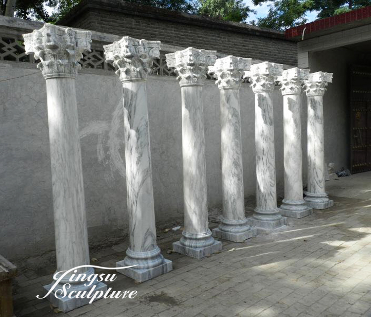Indoor Decoration Natural Round Marble Column Roman Column