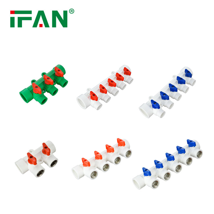 Ifan PPR Plastic Manifolds White Female Thread PPR Manifold with Copper Core