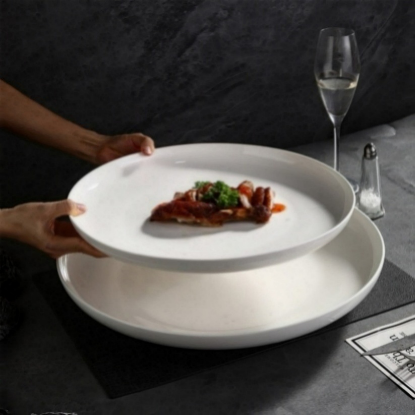 Набор керамической посуды с рельефным краем