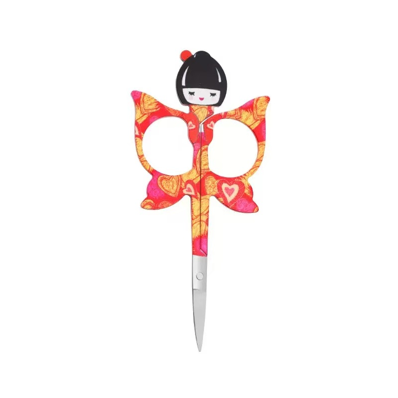 Factory Direct Cartoon Butterfly Stainless Steel Eyebrow Trimming Tip Beauty Scissors