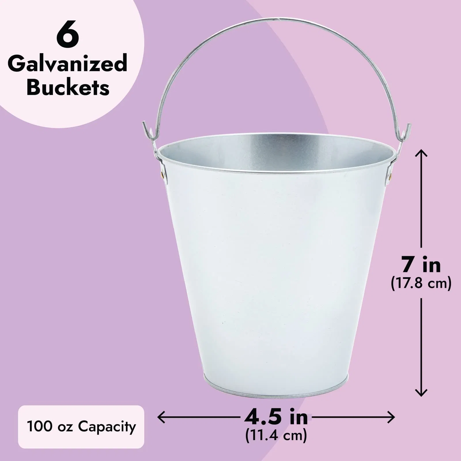 6PCS Large Galvanized Parties Metal Ice Pails Handles Ice Buckets