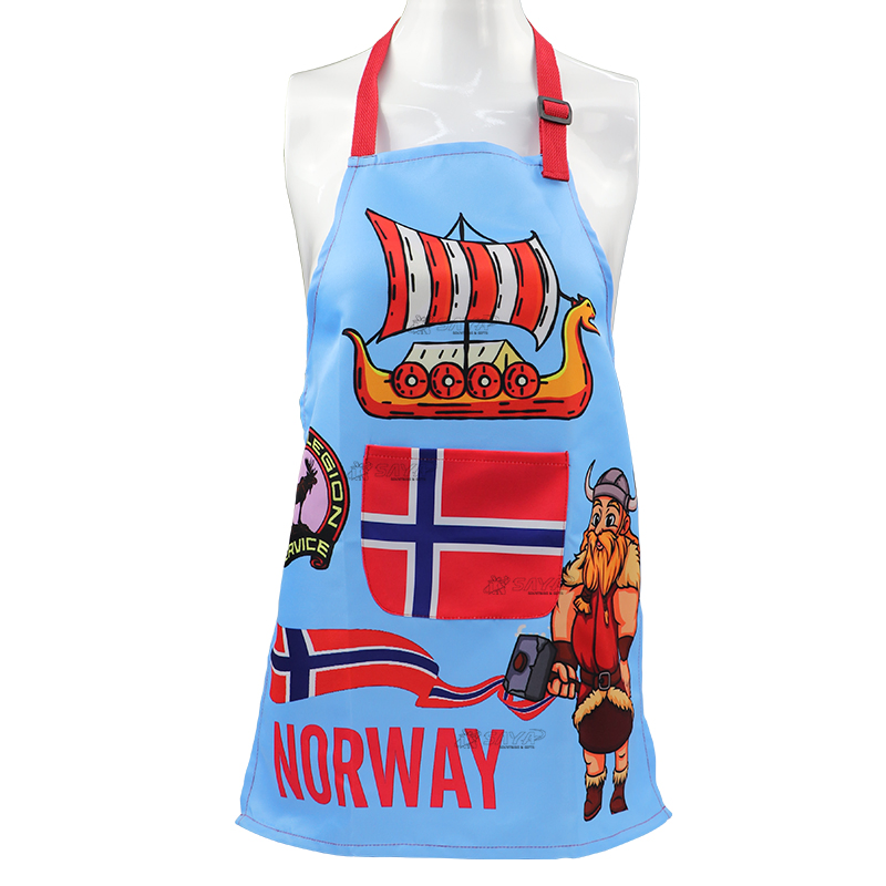 Custom Printing Logo Kids Apron Souvenir Polyester Waterproof Kitchen Cooking Aprons