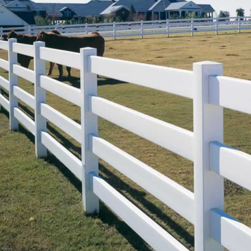 Hsj UV Resistant 3 Rail Plastic Vinyl PVC Fence Horse Cheap White Plastic Vinyl High Strength Flexible Rail Plastic Fence