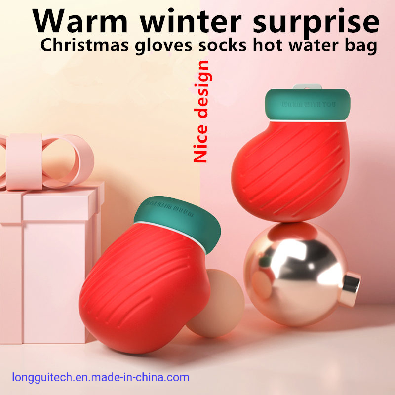 Christmas Gloves Socks Silicone Hot Water Bag