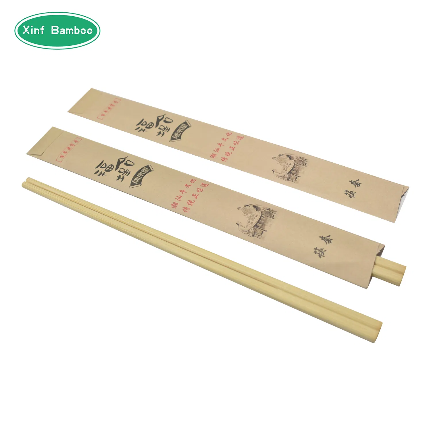 Chinese Manufacturers Ecofriendly Bamboo Twins Chopsticks Wrapped Semi Paper Package Chopsticks