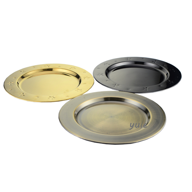 Stainless Steel Tray Charger Plate for Metal Plates Gold Wedding Plates