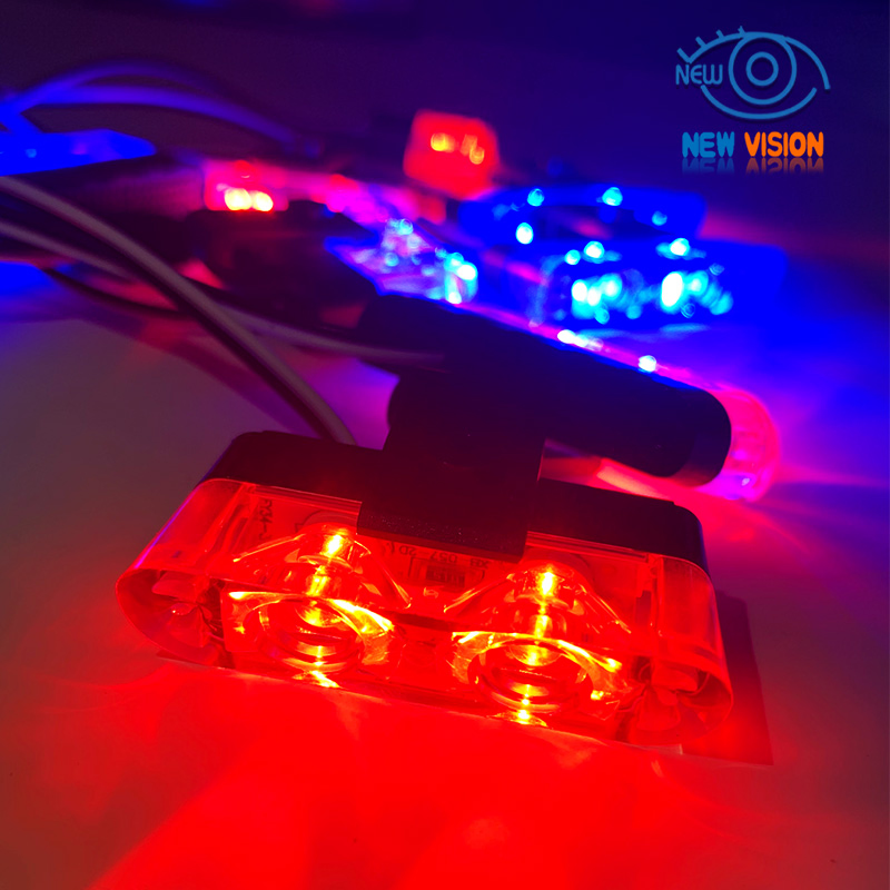 Автомобильные светодиодные стробоскопы для решетки радиатора, 16 LED, с беспроводным пультом, синие и красные