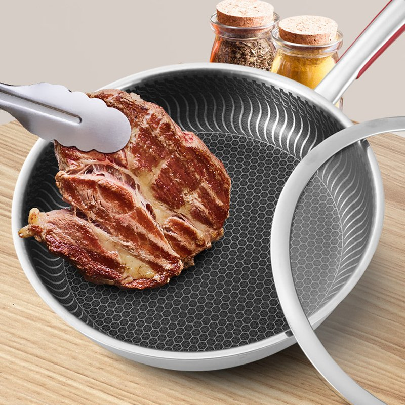 Non-Dtick Flat Bottomed Steak Pancake 316 Stainless Steel Frying Pan