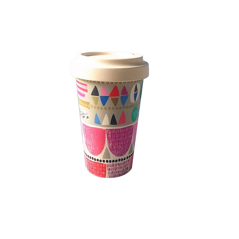 Экокружка из бамбукового волокна 12 oz, с крышкой