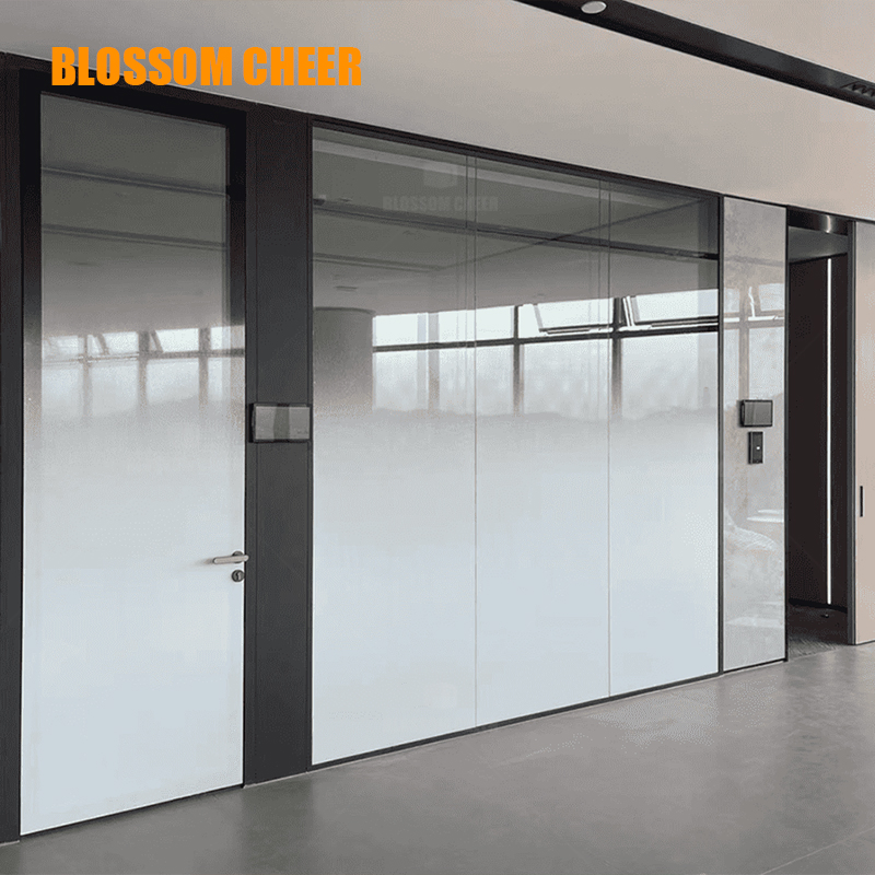Frame Aluminium Office Wall Commercial Minimalist Panoramic Single Glass Partition