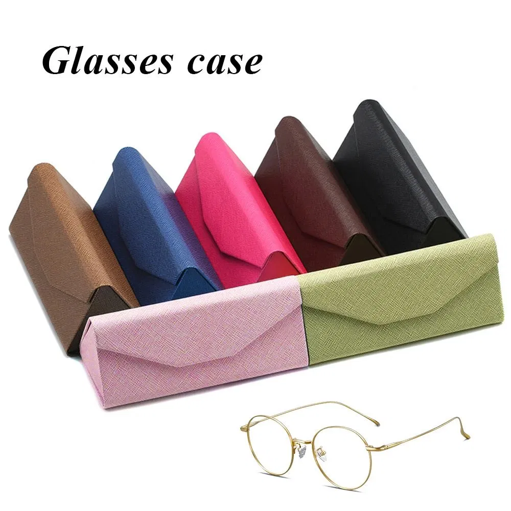 New Fashion Waterproof Triangle Glasses Box Folding Solid Color