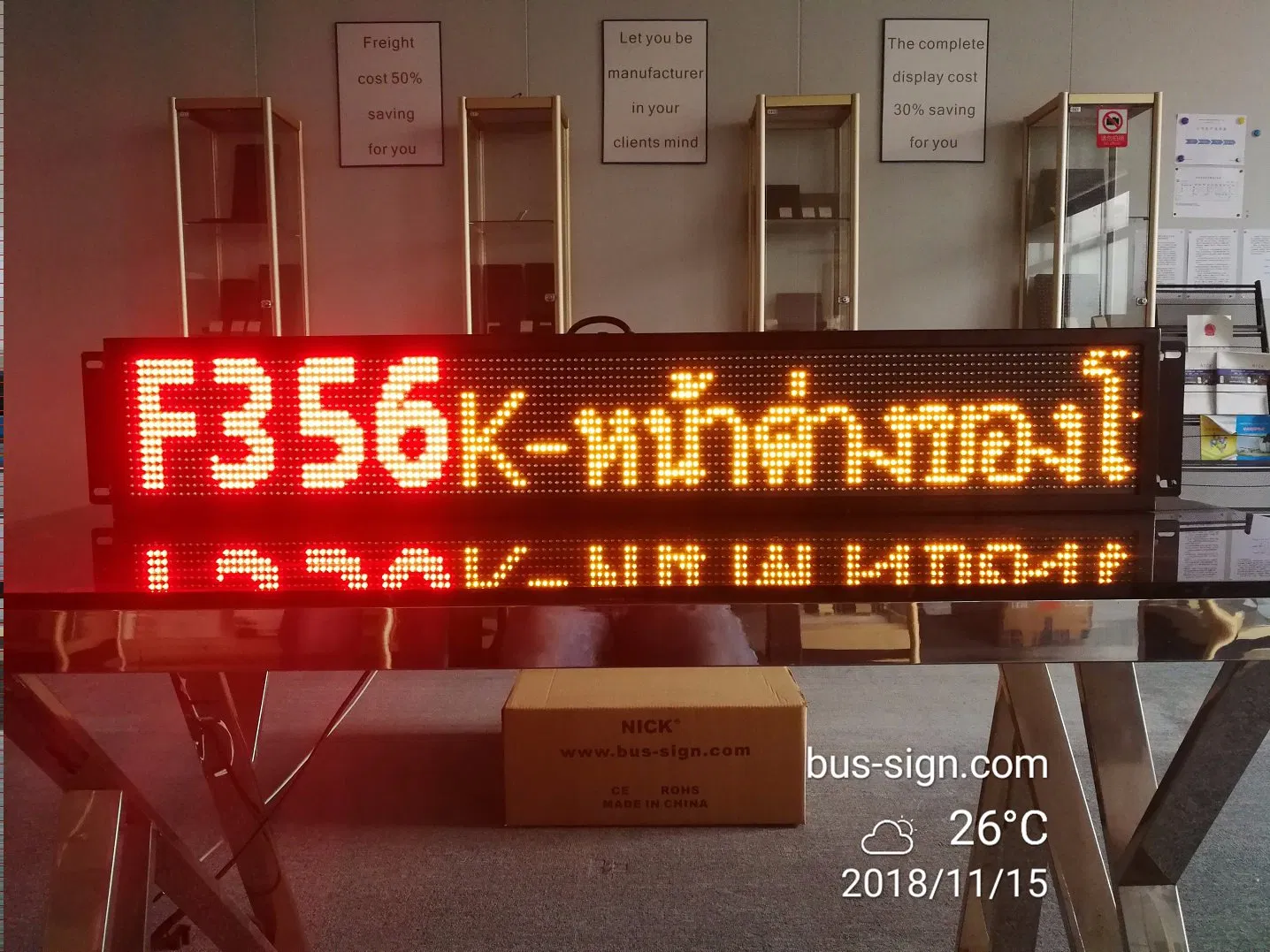 Single Line Dual-Color LED Bus Route Stops Sign with Thai Language