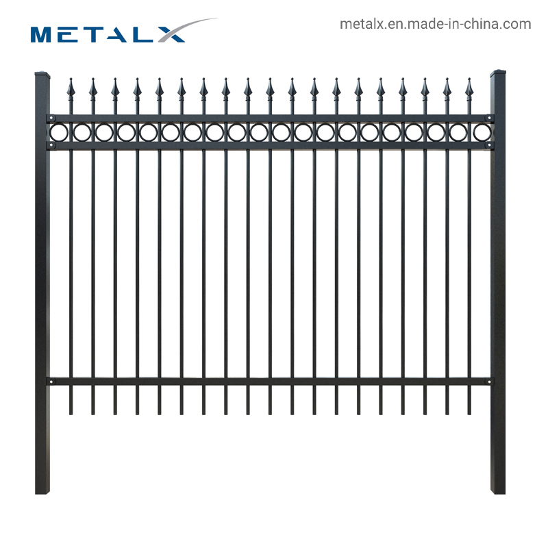 Modern Metal Powder Coated 6X8FT Black Zinc Aluminum Safety Swimming Pool Spear Top Colorbond Tubular Steel Tube Fence Picket Cast Rod Wrought Iron Garden Fence