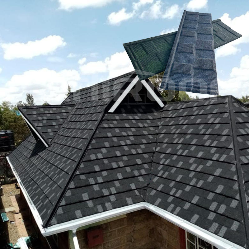 Roofing Materials Aluminum Zinc Corrugated Steel Roofing Sheet Stone Coated Metal Roof Tile