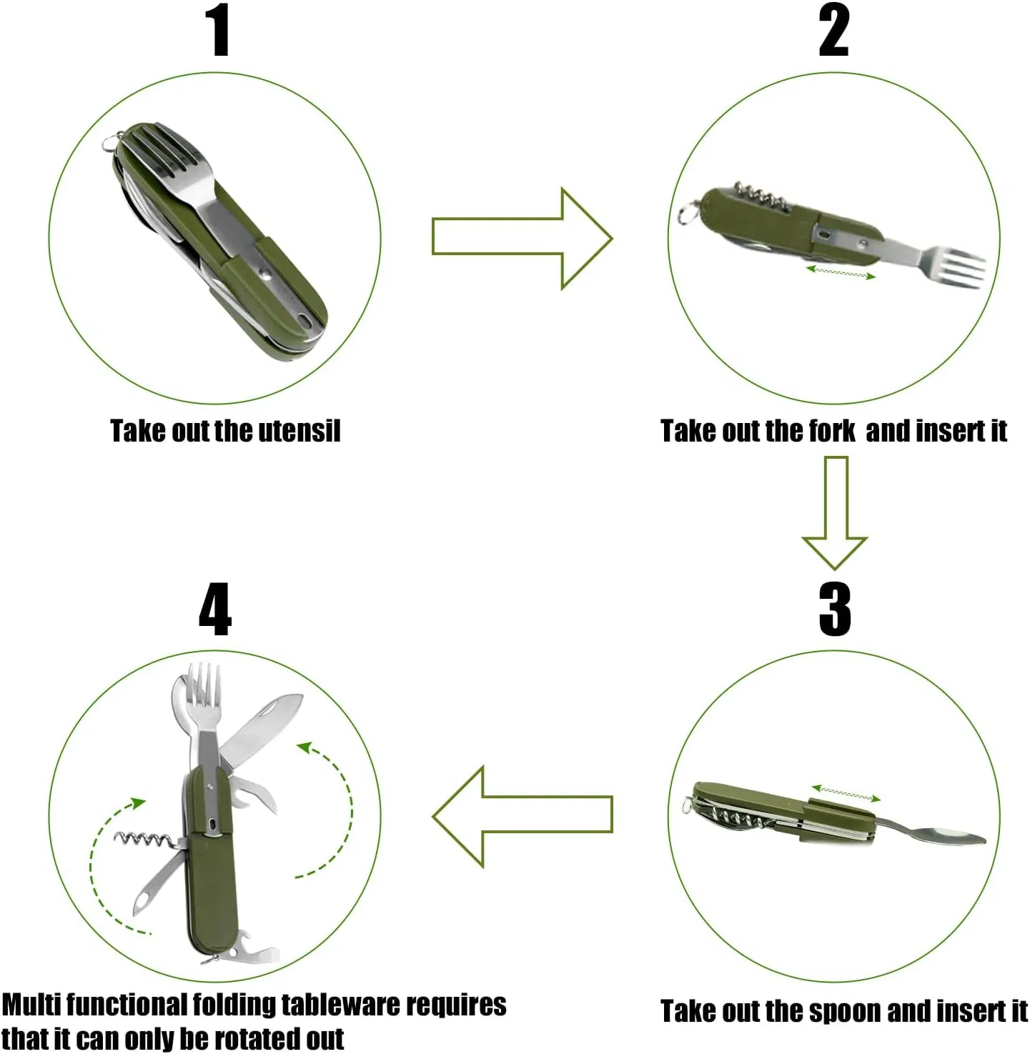 7 in 1 Multi Functional Outdoor Fork Knife Spoon Stainless Steel Camping Utensils