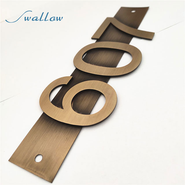 Adhesive Brass Metal Hotel Door Number Plates Villa Apartment Door Number Customized Letters