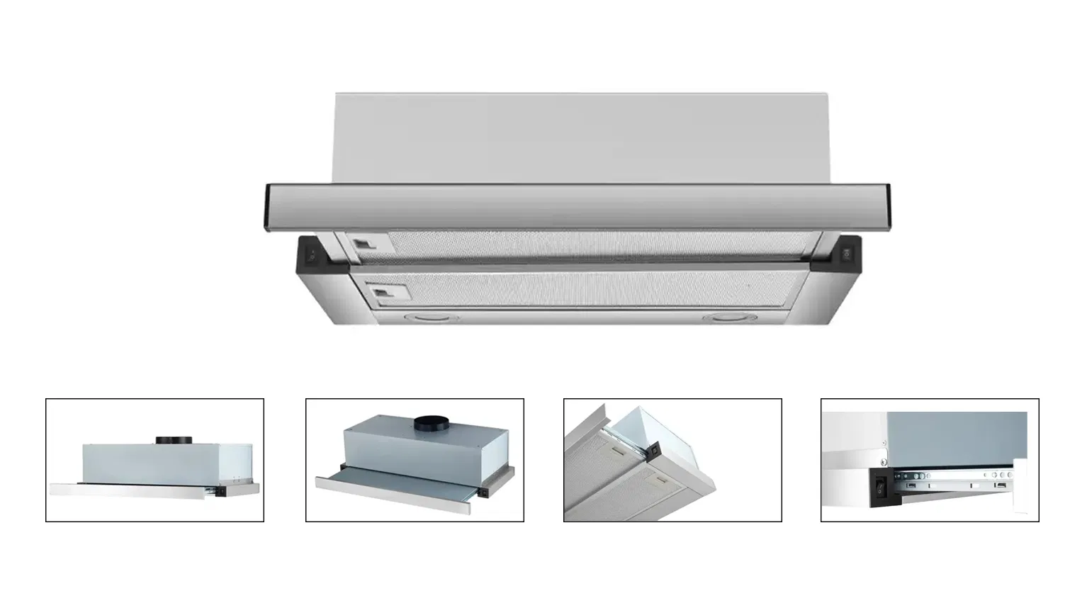 60/70/90cm Under Cabinet Slim Hood Slid-out Kitchen Extractor Pull out Telescopic Cooker Hoods Built in Range Hood