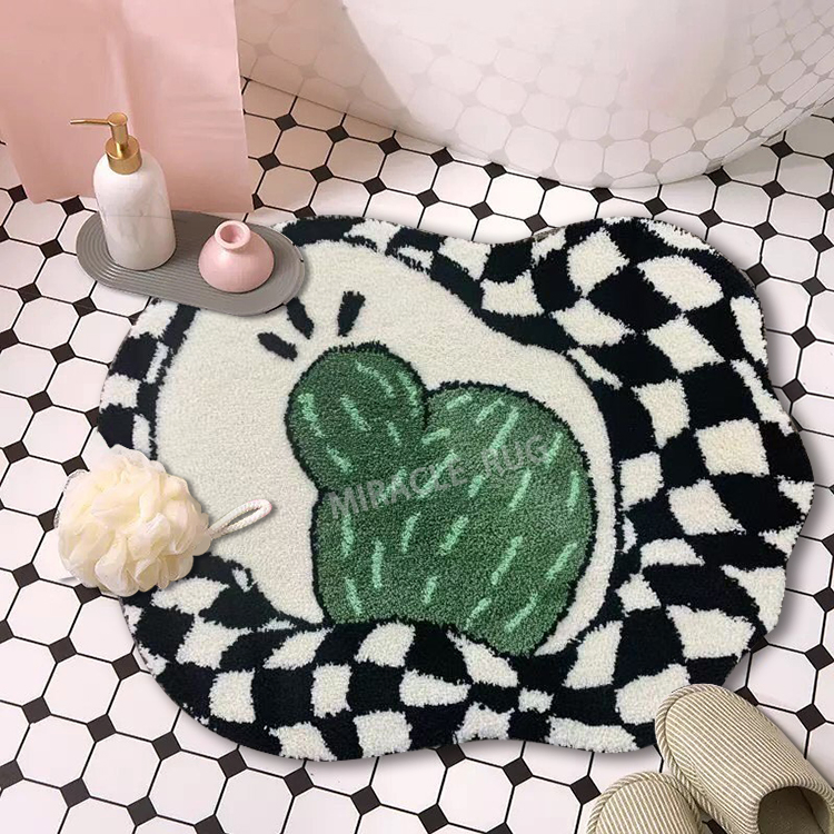 Washable Entryway Simple Home Bathroom Rug Design Shaggy Bath Mat Semi Circle Bathroom Quick Drying Protection Hand Tufted Rug