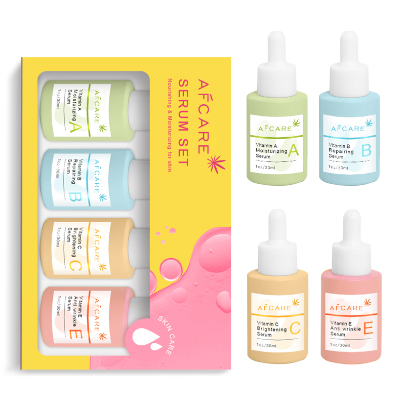 Private Custom Logo MSDS Nature Organic Vitamin Face Serum with Niacinamide Brightening Anti Aging Facial Serum Kit