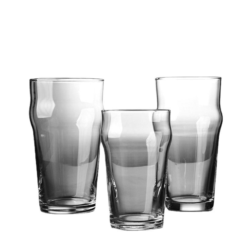 Clear Glass British Pub Style Beer Nucleated Pint Glass Cup