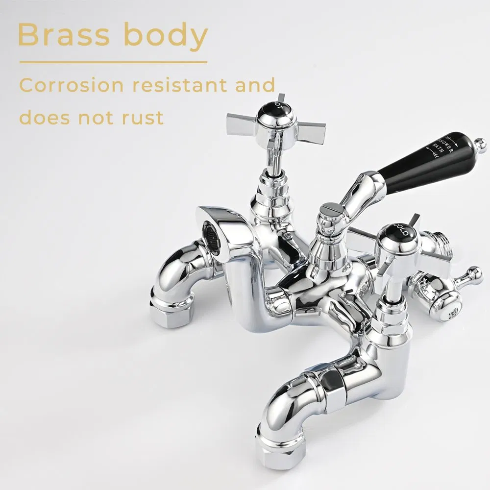 European Classic Style Brass Body Chrome Bathroom Shower Mixer Set Shower Faucet