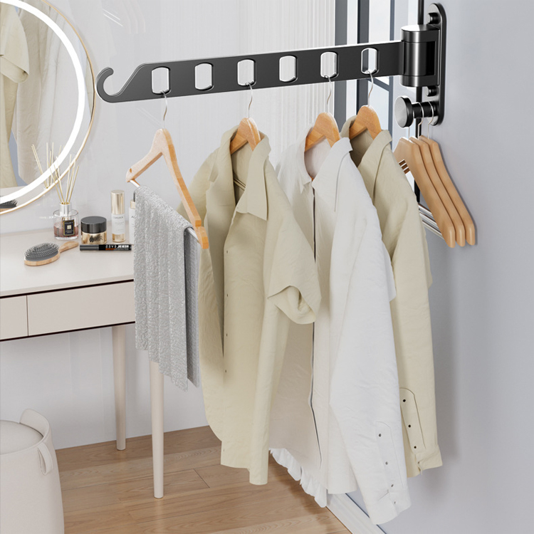 Sanipro 180 Degree Rotation Saving Space Wall Mounted Storage Hanger Folding Clothes Hanging Rod Bathroom Balcony Drying Rack