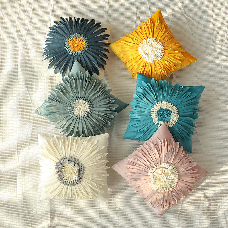 Flower Decorative Pillow 3D Daisy Flower Pillow, Sunflower Throw Pillow, Flower-Shaped Pillow