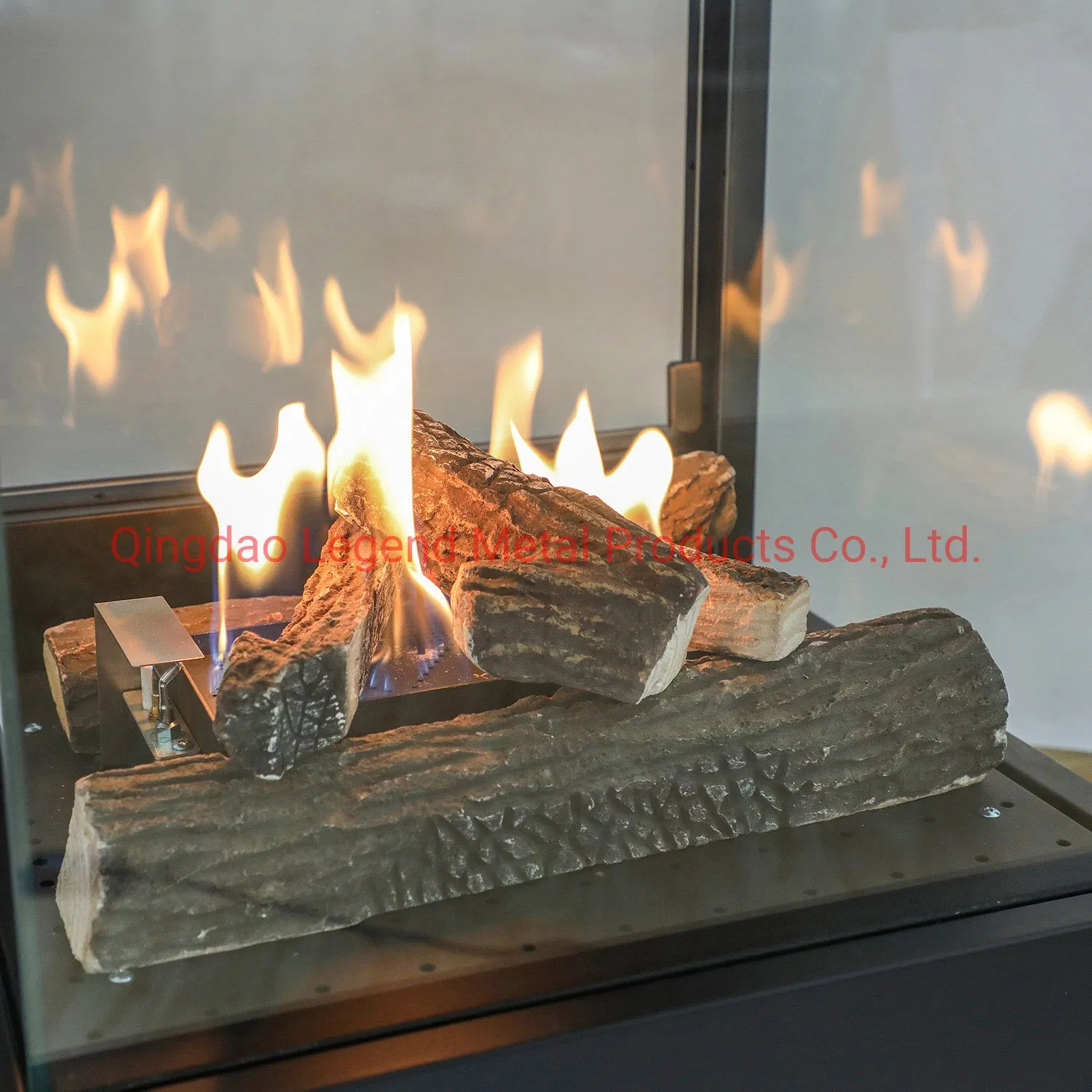 Free Standing Outdoor Gas Fireplace with Glass View for Garden Use
