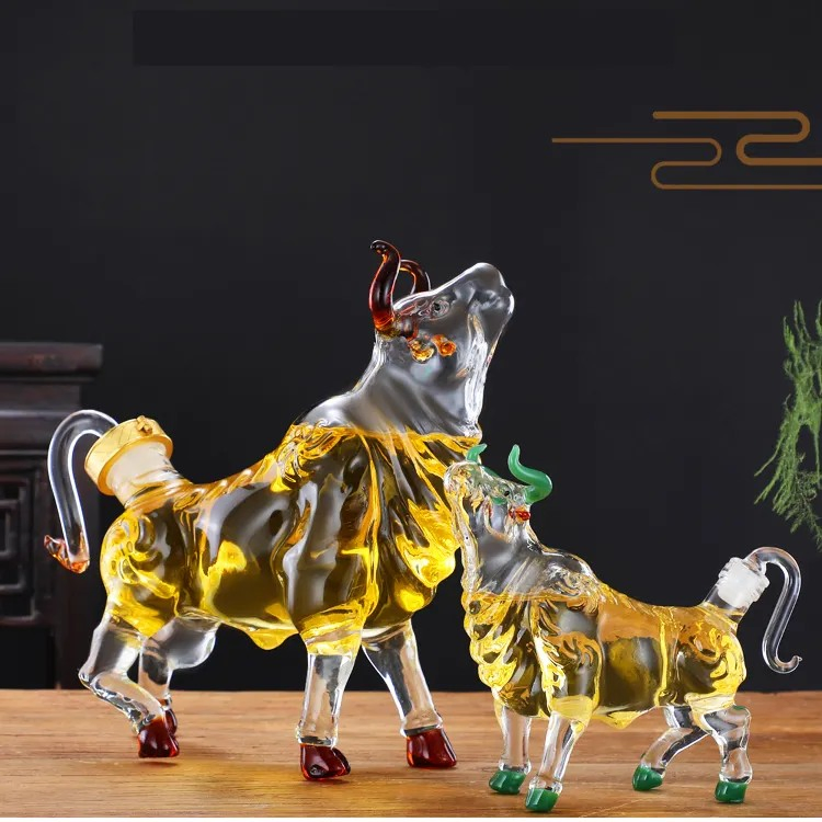 Thickened Glass Bubble Wine Bottle Creative Cow Shape White Red Wine Decanter