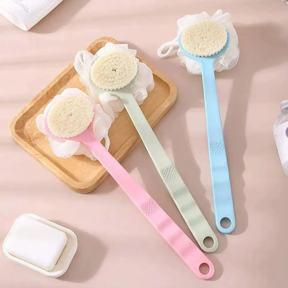 2 In1 Long Handle Rubbing Bath Brush Soft Hair Ball Bath Brush of Brush Back Flower Artifact with Bath Belt