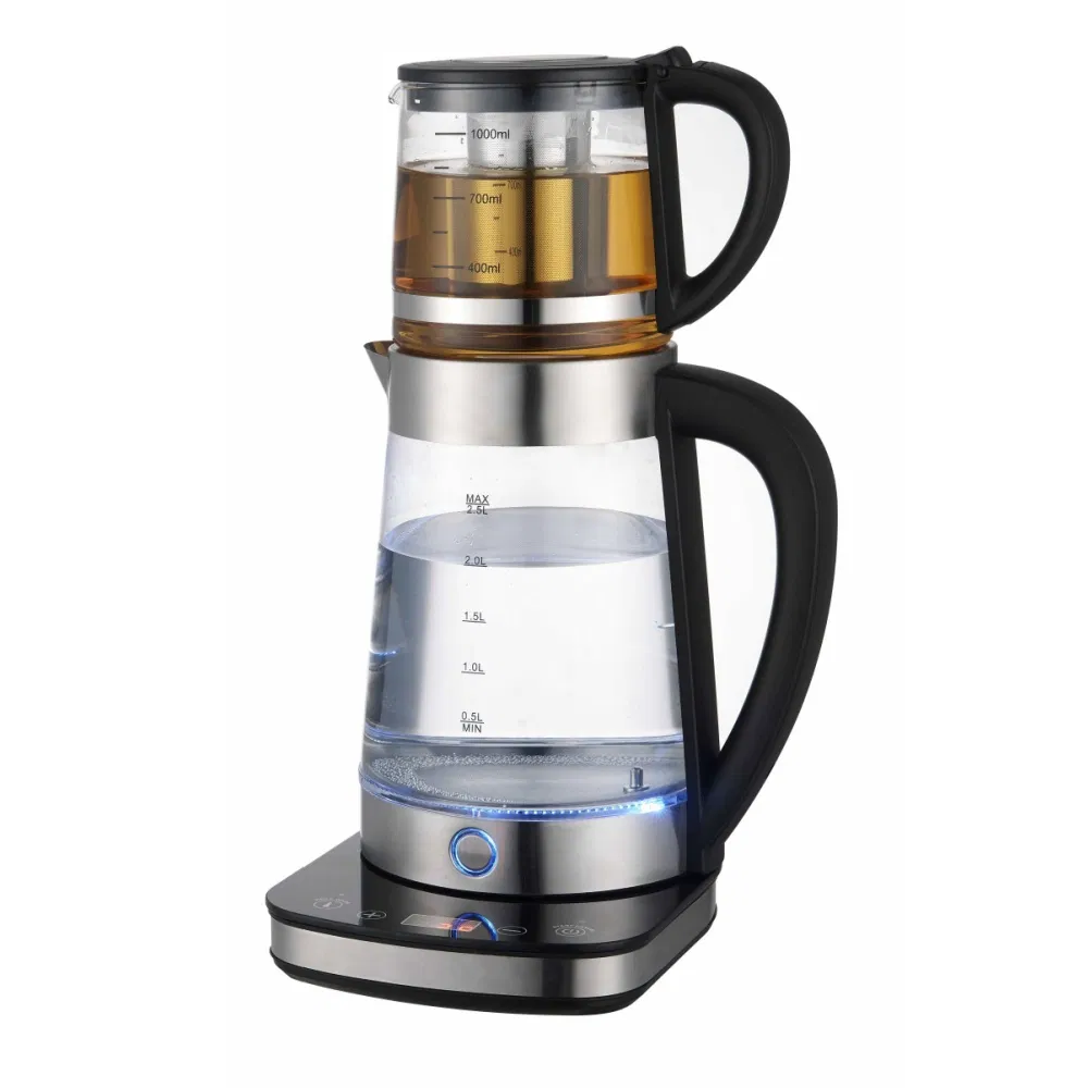 Electric Turkish Tea Maker with Tea Pot Machine Temperature Control Tray Set