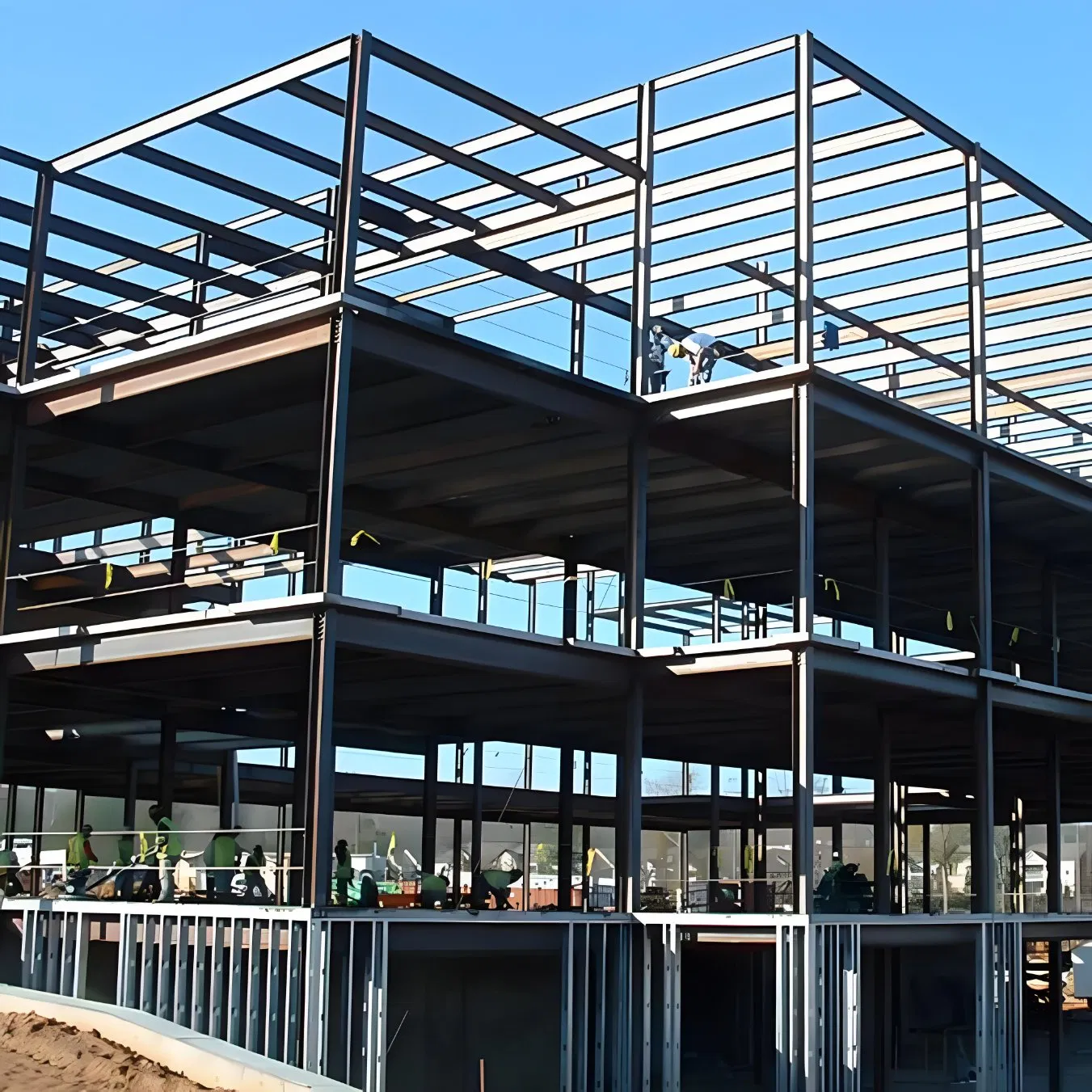 Heavy Duty Steel Construction Structural Support Systems for Multi-Story Parking Garages and Vehicle Storage Facility Buildings