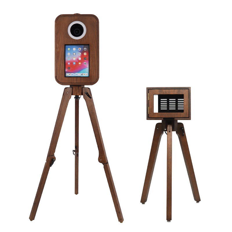 Vintage Wood Grain Photo Booth - Interactive Selfie Machine for Weddings and Events