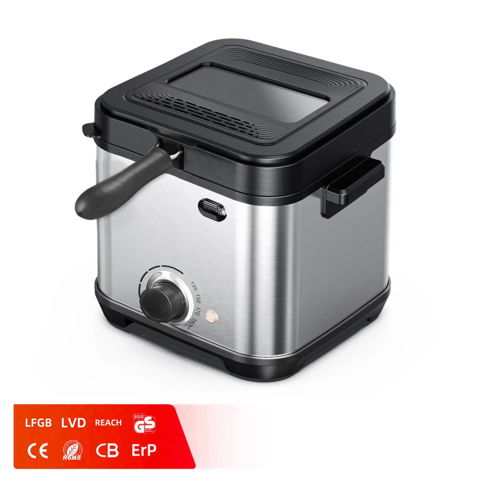 Mini Household Stainless Steel Square Deep Fryer for Frying Potato Chips and Chicken Steaks, Electric Frying Oven, Integrated Electric Frying Pot