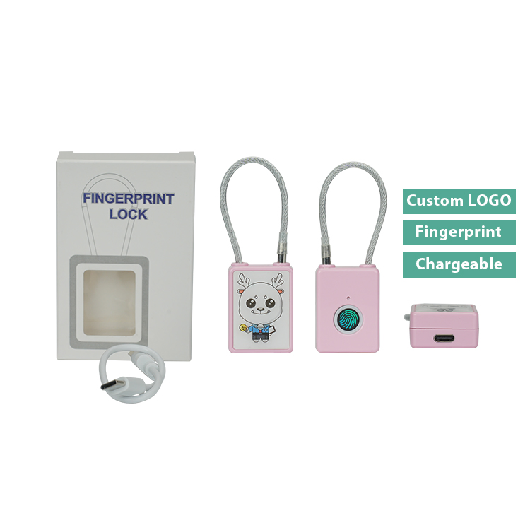 Hot Selling Leelen Fingerprint Intelligent Small Padlock Stainless Steel Wire Rope Lock Travel Cases and Bags Padlock