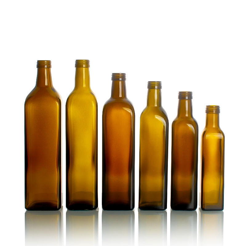 250ml 500ml 750ml 1000ml Empty Marasca Edible Oil Bottle Green Glass Olive Oil Bottle with Lid