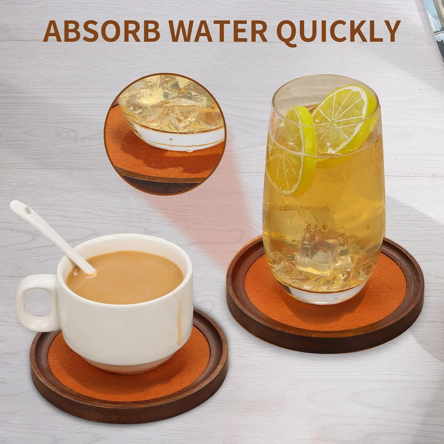 Bamboo Living Room, Outdoor Gathering, Circular Coffee Cup, Beverage Cup, Anti Slip Mat