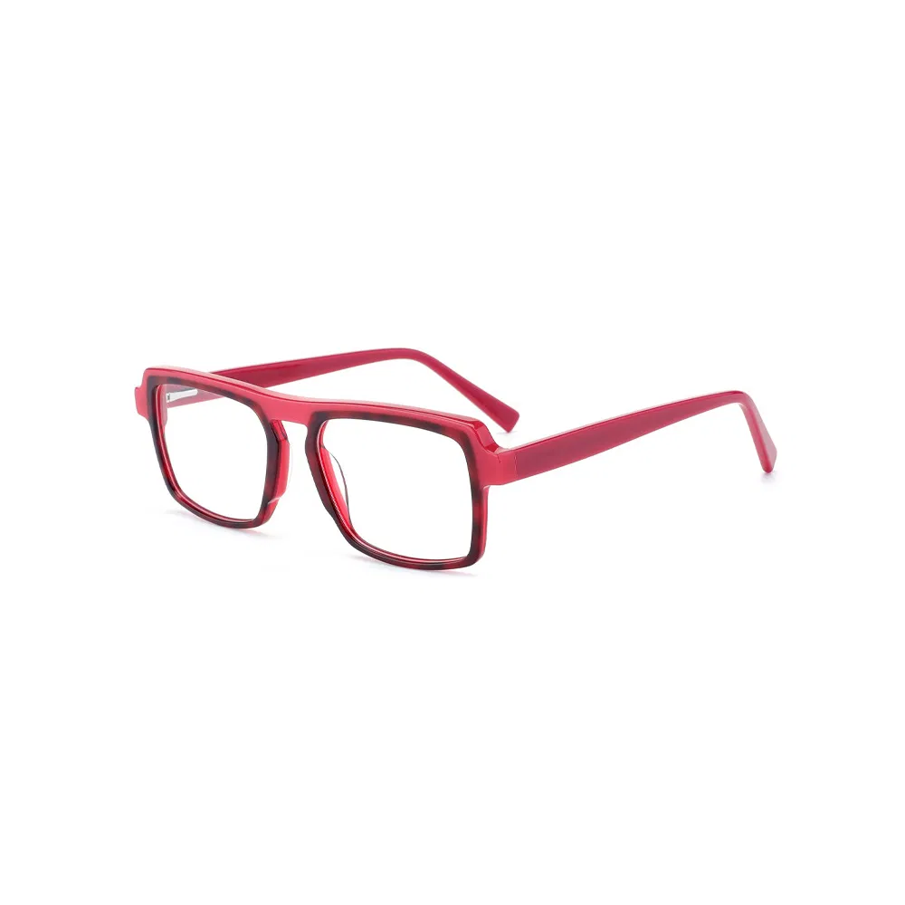 Trending Funky Fashionable Red Square Aviation Optical Frame Eyeglasses