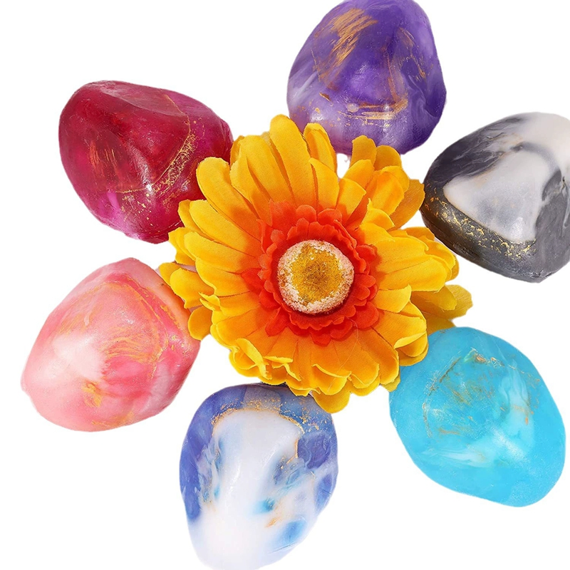Custom Colorful Gemstone Stone Shaped Rock Soap Cleansing Bath Cold Process Glycerin Handmade Soap