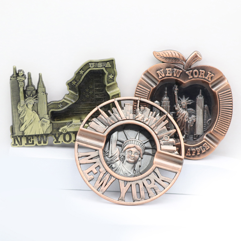 Factory Custom Logo Design Countries Tourist Souvenir Antique Metal 3D Cigar Ashtray