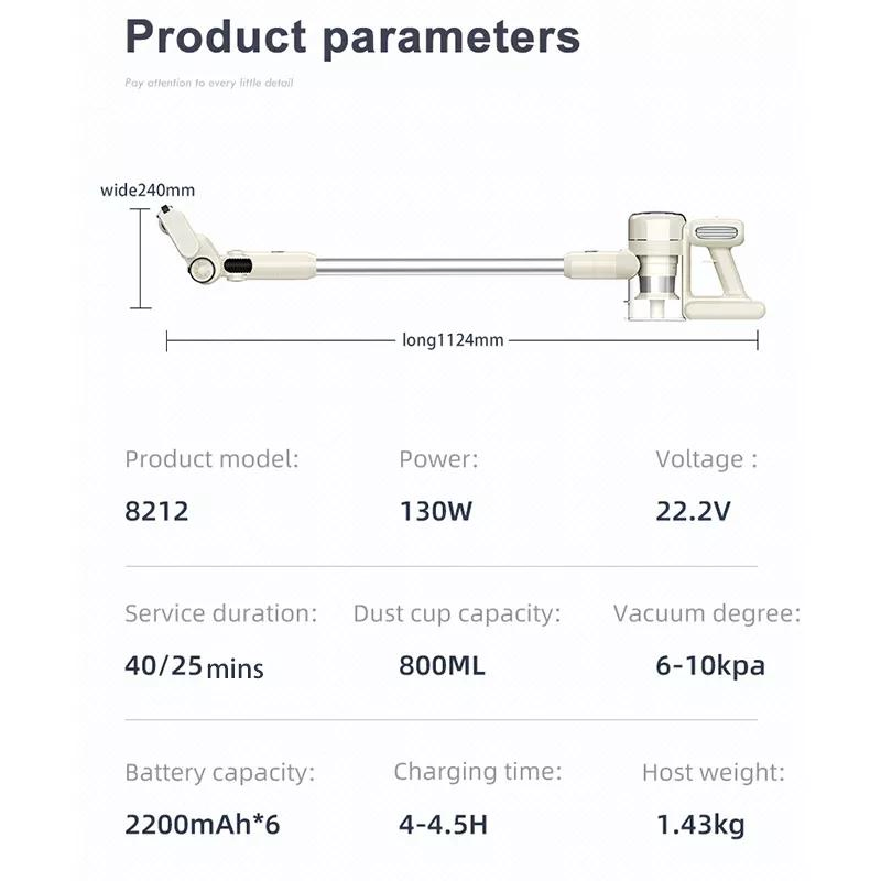 10kpa Powerful Suction Cordless Vacuum Cleaner Low Noise 2 in 1 Lightweight Stick Vacuum