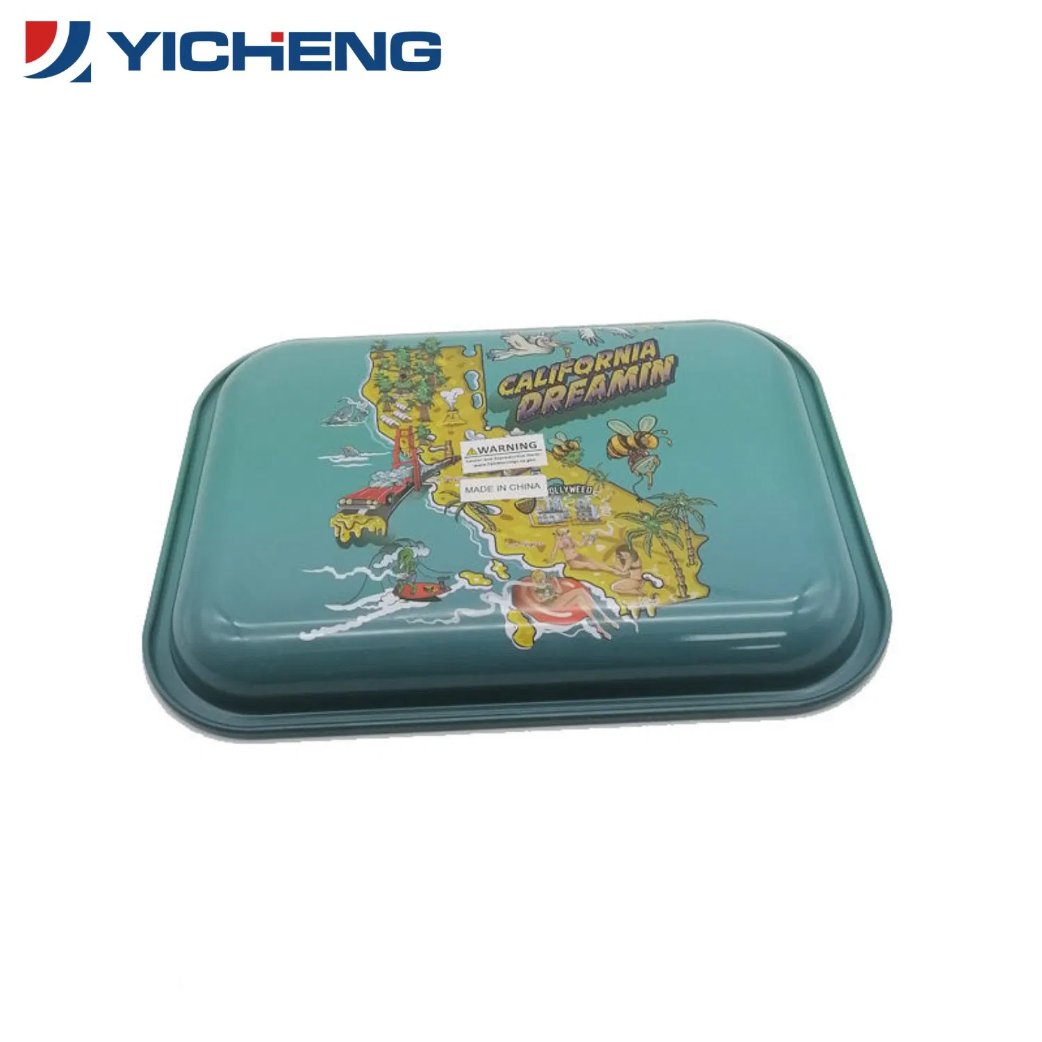 Custom Logo Printed Tin Serving Metal Roll Trays Wholesale Rolling Tinplate Smoking Tray