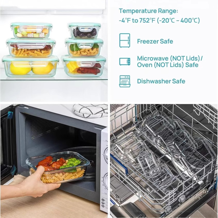 Lunch Box Bento Meal Prep Containers Glass Food Container