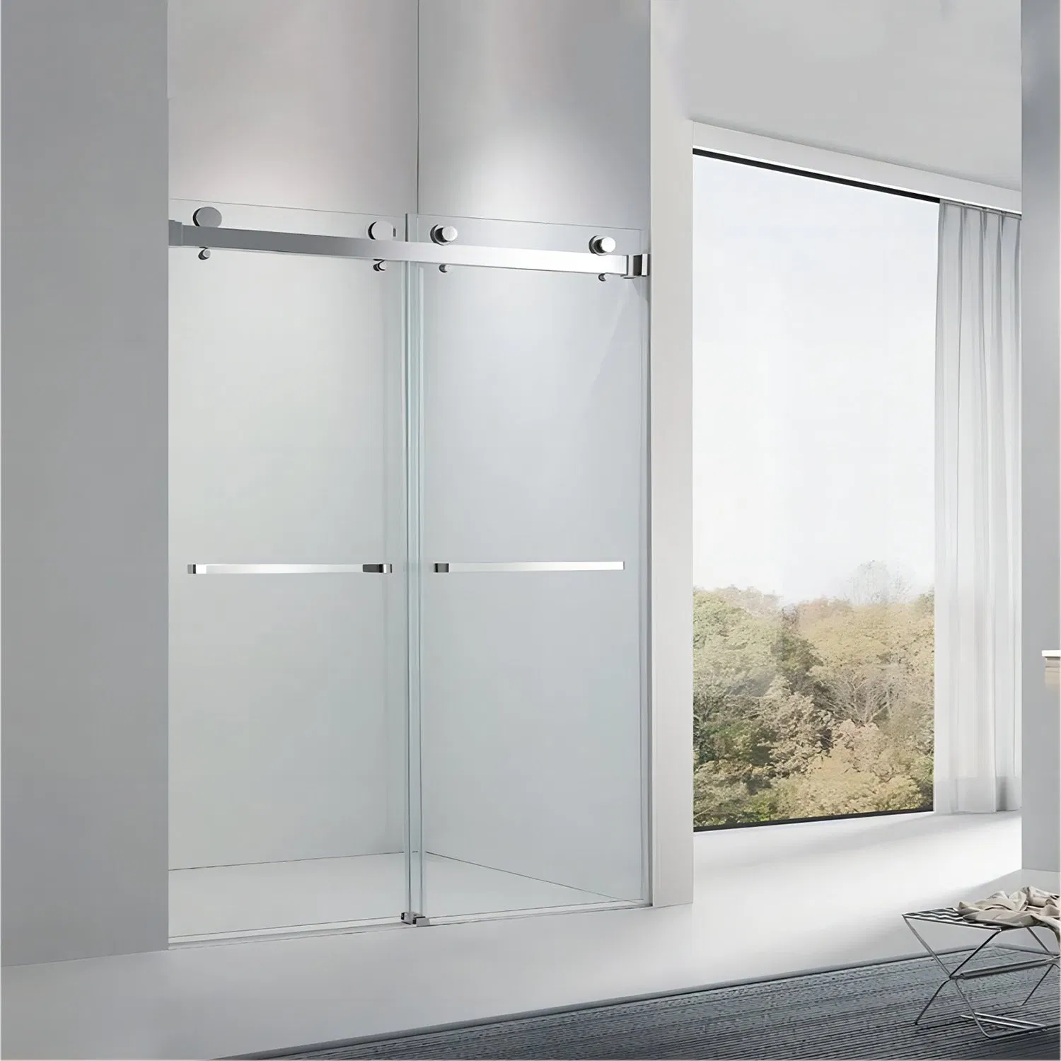 Custom Design 10 mm Frameless Shower Glass Door Stainless Steel Shower Sliding Door