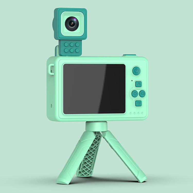 Kids Camera with Stand, Building Block Design Tigers, Lions, Dinosaurs, Rabbits, Eagles, Astronauts DIY Designs Support Children's Camera for Boys and Girls